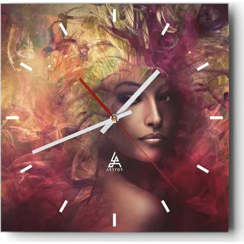 Hodiny Velké nástěnné hodiny na zeď 40x40 Žena Skleněné hodiny Čtvercové Tiché