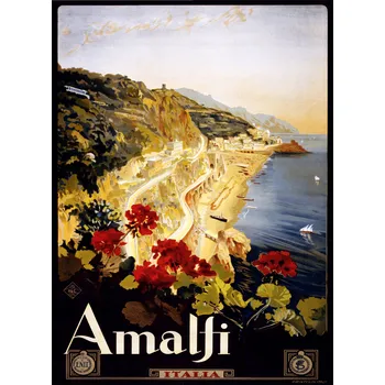 Obraz Plakát architektura Itálie Amalfi obraz bez rámu 29,7 x 42 cm