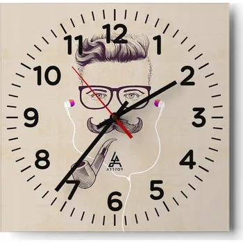 Hodiny Kuchyňské nástěnné hodiny 30x30 Muž Skleněné hodiny do obýváku Moderní Tiché