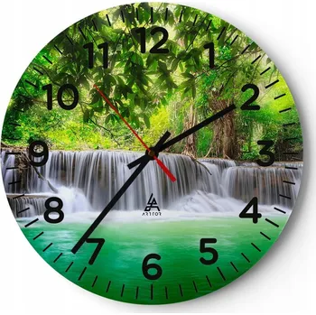 Hodiny Nástěnné hodiny do obýváku 40x40 Krajina Kulatý Skleněné hodiny Loft Tiché