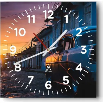 Hodiny Nástěnné hodiny do obýváku 40x40 Motorismus Tichý chod Hodiny na skle Bez hlučnosti