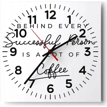 Hodiny Kuchyňské nástěnné hodiny 30x30 Typografie Skleněné hodiny do obýváku Moderní Tiché