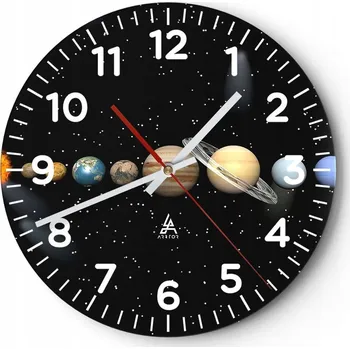 Hodiny Nástěnné hodiny do obýváku 40x40 Kosmos Kulatý Skleněné hodiny Loft Tiché