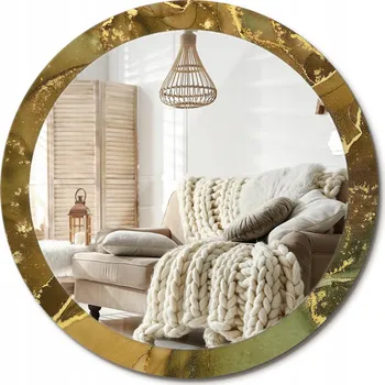 Zrcadlo Loftové závěsné zrcadlo s ozdobným skleněným rámem Metalické víry průměr 90 cm