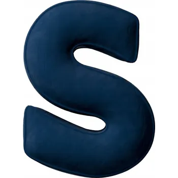 Polštář Polštář velurový s písmenem S, 40 cm, VELKÁ modrá barva