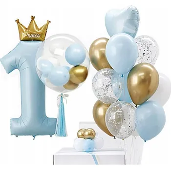 Balónek Balónková kytice k 1. narozeninám balónky 1 chromové srdce mix