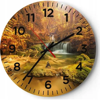 Hodiny Nástěnné hodiny do obýváku 40x40 Krajina Kulatý Skleněné hodiny Loft Tiché