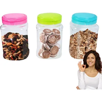 Dóza na potraviny 3 x NÁDOBA ZAVAŘOVACÍ SKLENICE NA POTRAVINY TĚSTOVINY 2,3L KOŘENÍ VLOČKY RÝŽE