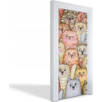 Fototapeta Dekorační samolepící fólie na dveře, skříně, nábytek - Motiv: Hromada koček, 85x205 cm