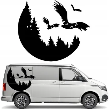 Samolepicí dekorace na vozidlo SAMOLEPKA na auto, obytný vůz - LES, PTÁCI, FOREST 45x53 cm