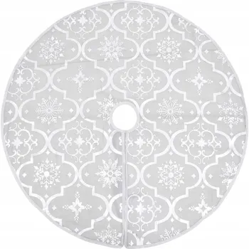 Vánoční dekorace Luxusní bílý koberec pod vánoční stromek s ponožkou, 90 cm, textilní