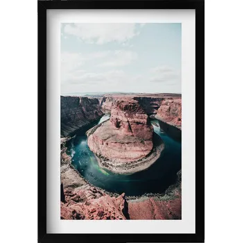 Obraz Nástěnný obraz v černém rámu do obýváku, kuchyně Řeka a útes krajina 40x60 cm