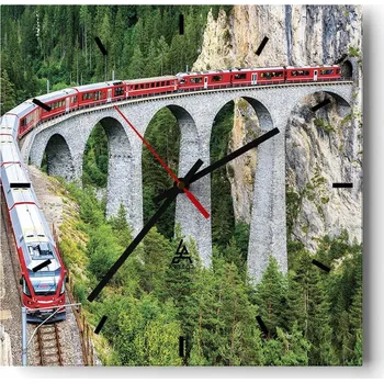 Hodiny Velké nástěnné hodiny na zeď 40x40 Most Skleněné hodiny Čtvercové Tiché