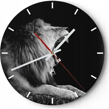 Hodiny Velké nástěnné hodiny 40x40 Lev Skleněné hodiny Kulatý Tiché
