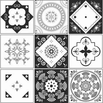 Samolepící dekorace Samolepky na obklady voděodolné samolepicí na zeď černo-bílé 20x20 cm