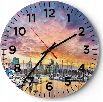 Hodiny Nástěnné hodiny do obýváku 40x40 Krajina Kulatý Skleněné hodiny Loft Tiché
