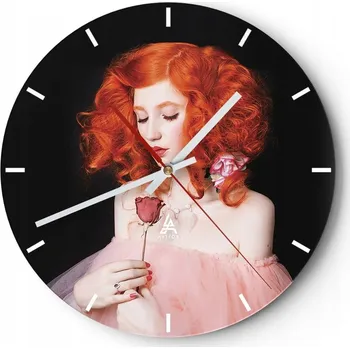 Hodiny Velké nástěnné hodiny na zeď 40x40 Žena Skleněné hodiny Kulatý Tiché