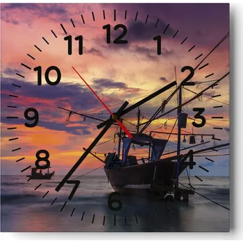 Hodiny Nástěnné hodiny do obýváku 40x40 Krajina Bezhluczne Skleněné hodiny Tiché