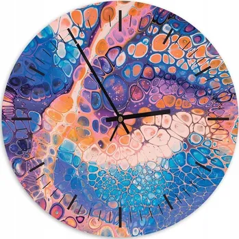 Hodiny Nástěnné hodiny KULATÝ Foto-obraz 40cm Duha mramor