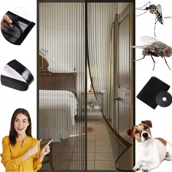 Obraz Magnetická síť proti hmyzu do dveří, černá, 90x230 cm
