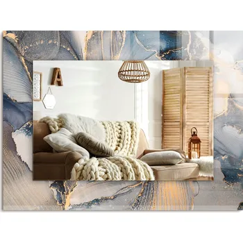 Zrcadlo Stylové Zrcadlo na zeď obdélníkové 80x60 cm Abstraktní modré umění