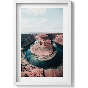 Obraz Nástěnný obraz v bílém rámu dekorace interiéru Řeka a útes krajina 40x60 cm