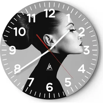 Hodiny Kuchyňské nástěnné hodiny 30x30 Žena Moderní skleněné hodiny do obýváku Tiché