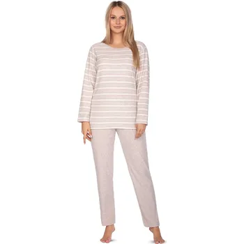 Dámské pyžamo Regina Agata 648 béžové/pruhy