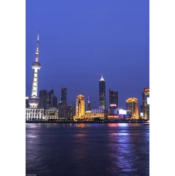 Obraz Plakát Panorama Šanghaje bez rámu 21 x 29,7 cm