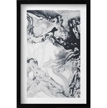 Obraz Moderní nástěnná dekorace obraz v černém rámu Abstrakce tuš 40x60 cm