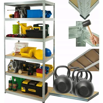 Dílenský regál Kovový regál pozink skladový regál do garáže HELIOS 213x090x45 6 polic x 400 kg