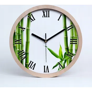 Hodiny Nástěnné hodiny dřevěné quartzové bambusové fi 25 cm
