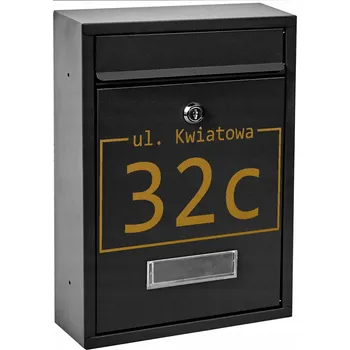 Poštovní schránka POŠTOVNÍ SCHRÁNKA NA DOPISY ČERNÁ + ZLATÝ VZOR NÁPIS SCHRÁNKA S NÁPISEM
