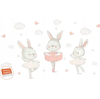 Samolepící dekorace Samolepka na stěnu pro děti - Králíčci baletky