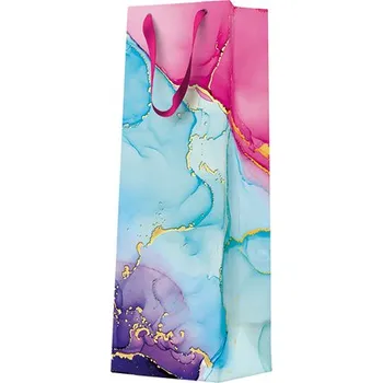 Dárková taška Dárková taška na láhev - Akvarely - Narozeniny - 12x37x10 cm