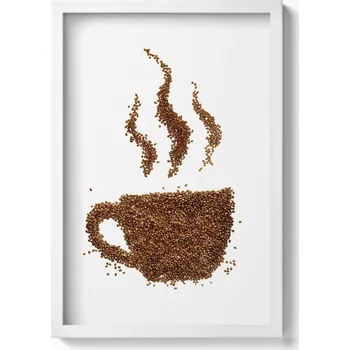 Obraz Obraz v bílém rámu dekorace na zeď Šálek kávy se zrnky 40x60 cm