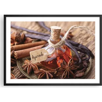 Obraz Plakát v černém rámu do obývacího pokoje ložnice 70x50 skořice, moderní obraz