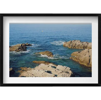 Obraz Dekorativní obraz v černém rámu do obýváku Pobřeží Costa Brava 70x50 cm