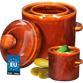 Hrnec Kameninový sud s víkem hnědý 1,8 l - 1,8 l \ hnědá