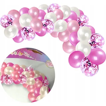 Balónek Balónková Girlanda RŮŽOVÉ BÍLÉ balónky oblouk