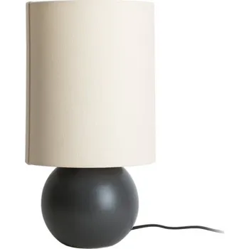 Lampička STOLNÍ LAMPA KERAMICKÁ KOULE ČERNÁ BÉŽOVÉ LÁTKOVÉ STÍNIDLO Ø 16 cm