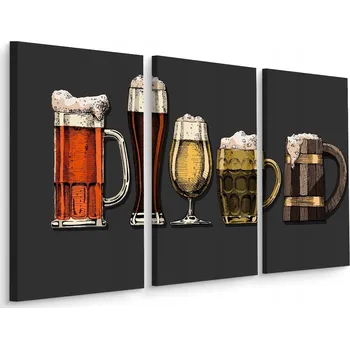 Obraz Třídílný obraz Malované Půllitry s pivem 60x40