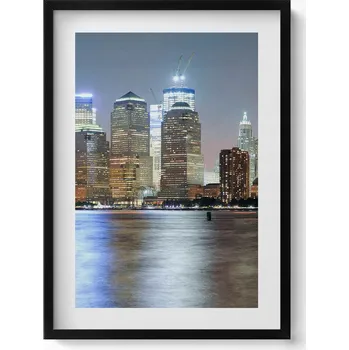 Obraz Dekorativní obraz v rámu na zeď do obýváku Panorama města v noci 50x70 cm