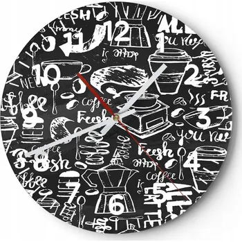 Hodiny Nástěnné hodiny do obýváku 40x40 Gastronomie Hodiny na skle Loft Tiché