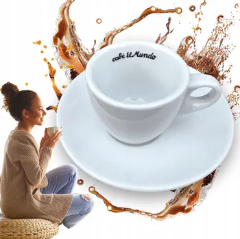 Šálek na kávu s podšálkem na espresso z porcelánu Cafe El Mundo 75 Ml