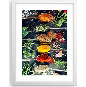 Obraz Obraz plakát v bílém rámu do obýváku 30x40 koření plakáty na zeď