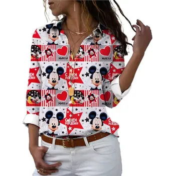 Dámská košile Mickey a Minnie Dámská košile s 3D potiskem "Minnie a Mickey Mouse" Barva: kostkovaná (585 YCDSNOK), Velikost: 5XL