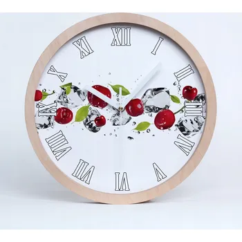 Hodiny Velké dřevěné nástěnné hodiny třešně a voda 30 cm