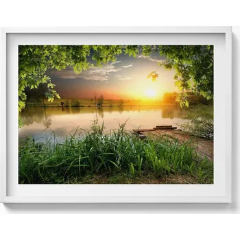 Obraz Obraz v bílém rámu dekorace na zeď Západ slunce letní dny 80x60 cm