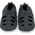 CAROZOO Kožené capáčky s koženou podrážkou černé sandále 0-6 měsíců Černá 18,5